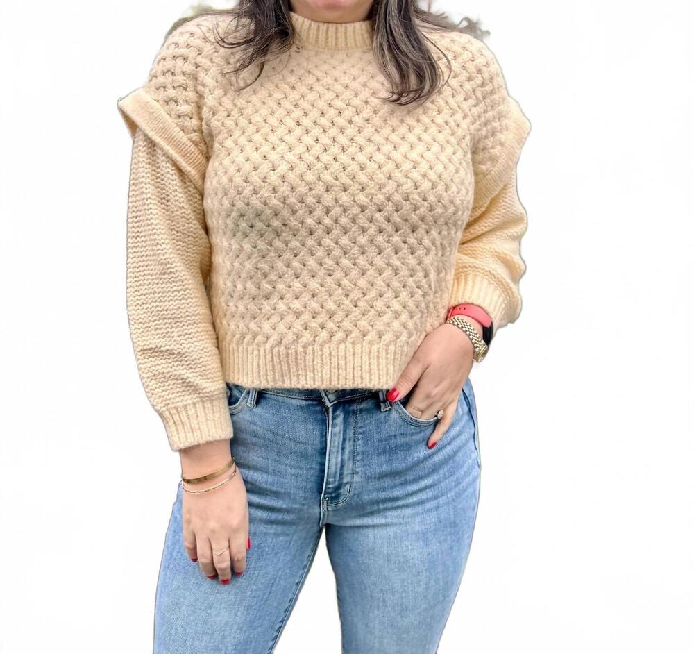 NEW KAYLA'S ARMOIRE round neck knit sweater in oatmeal